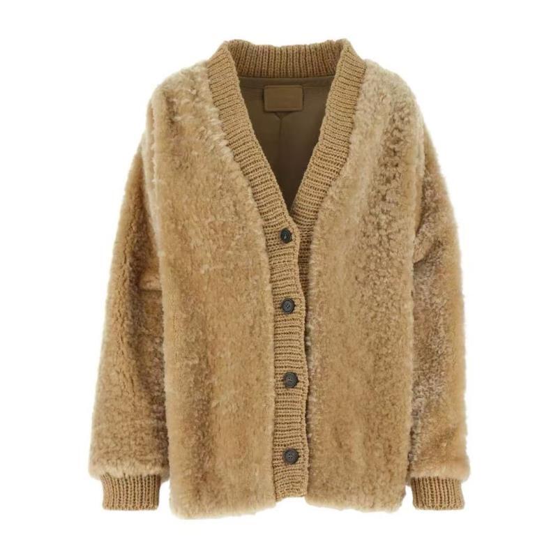 未使用 Prada/普拉达  背后徽标羊皮毛一体外套