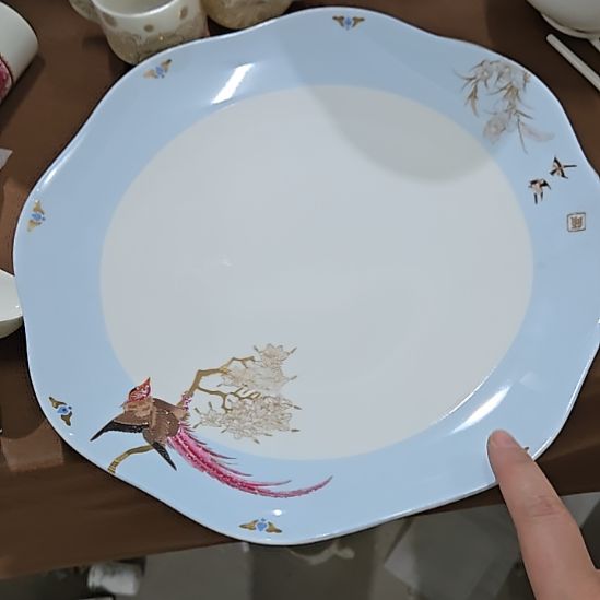 瓷片微瑕奥维10寸2个百鸟大盘66666