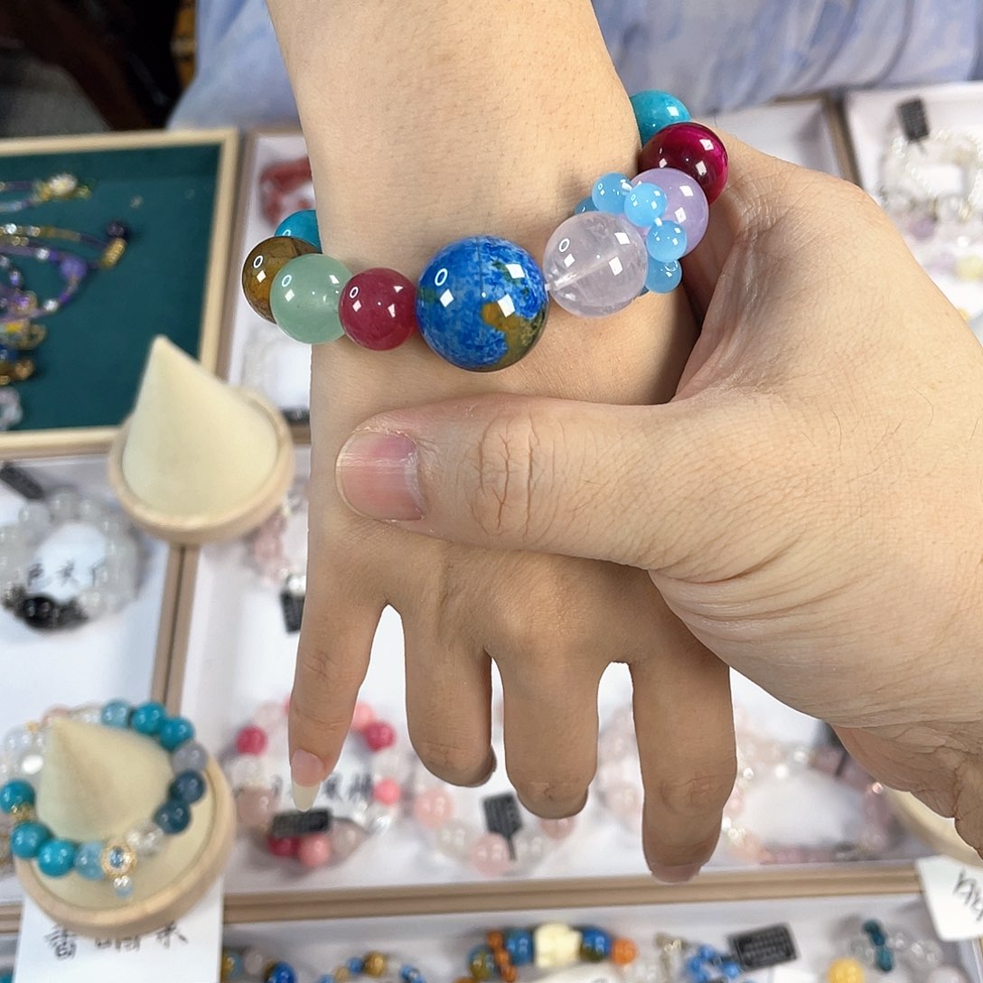 水晶手链银S925镀金镶嵌