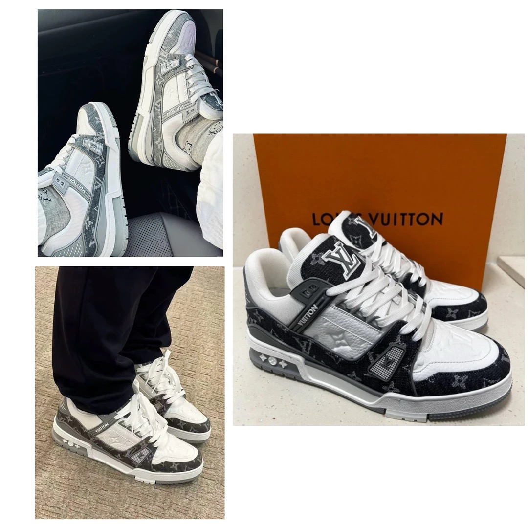 99新 LouisVuitton/路易威登 灰白牛仔 时尚板鞋