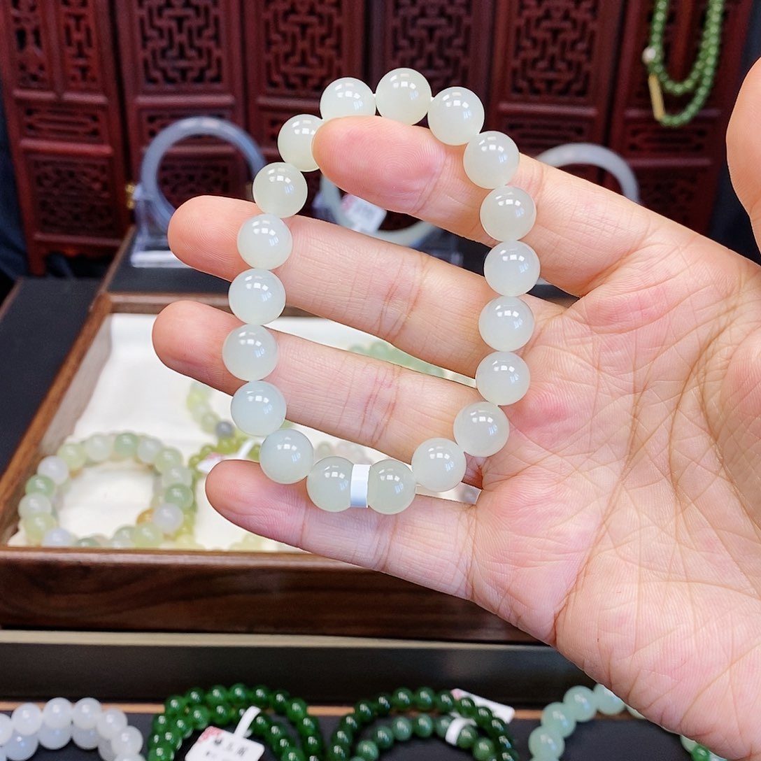 和田玉手串未镶嵌白玉10