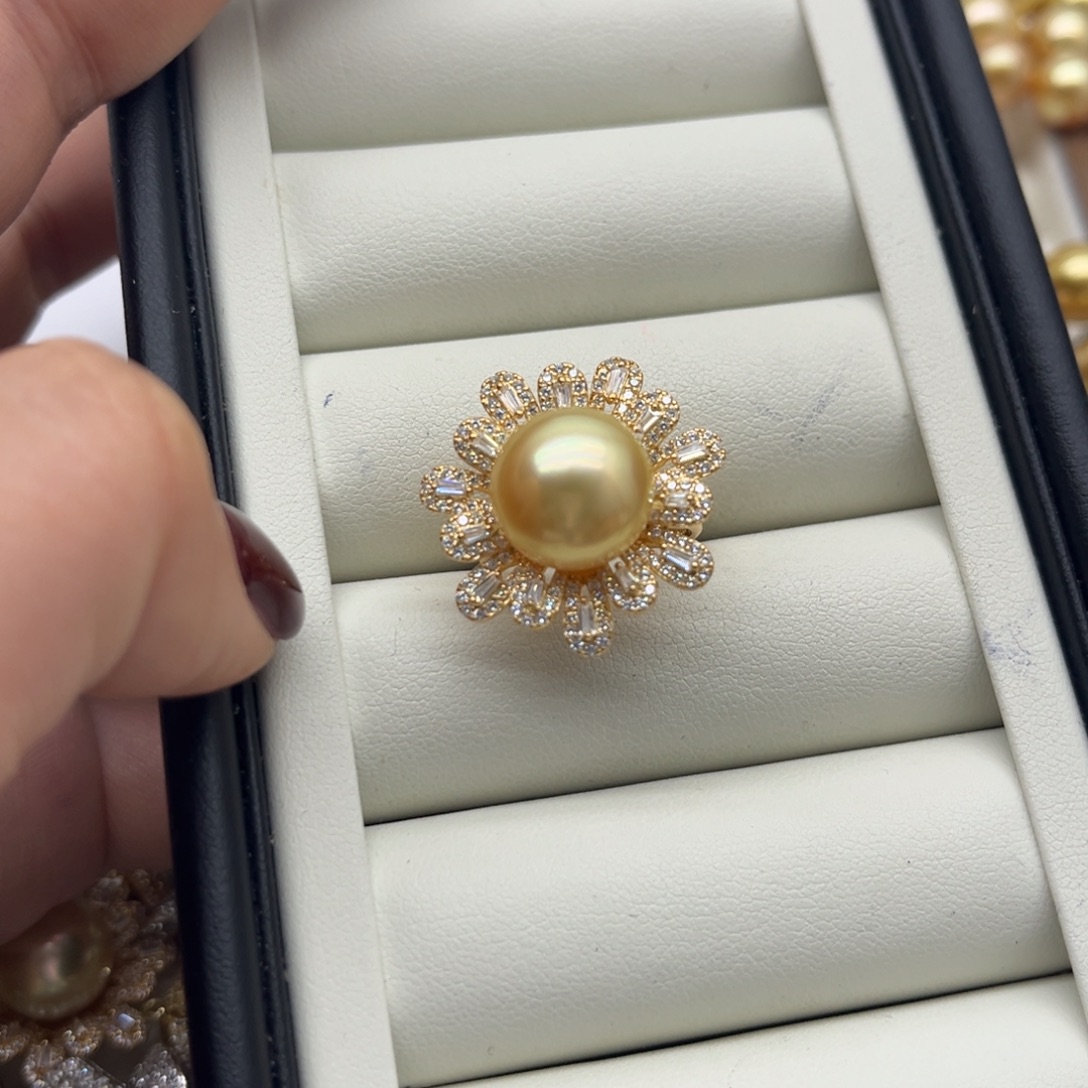 银S925镶嵌戒指海水珍珠