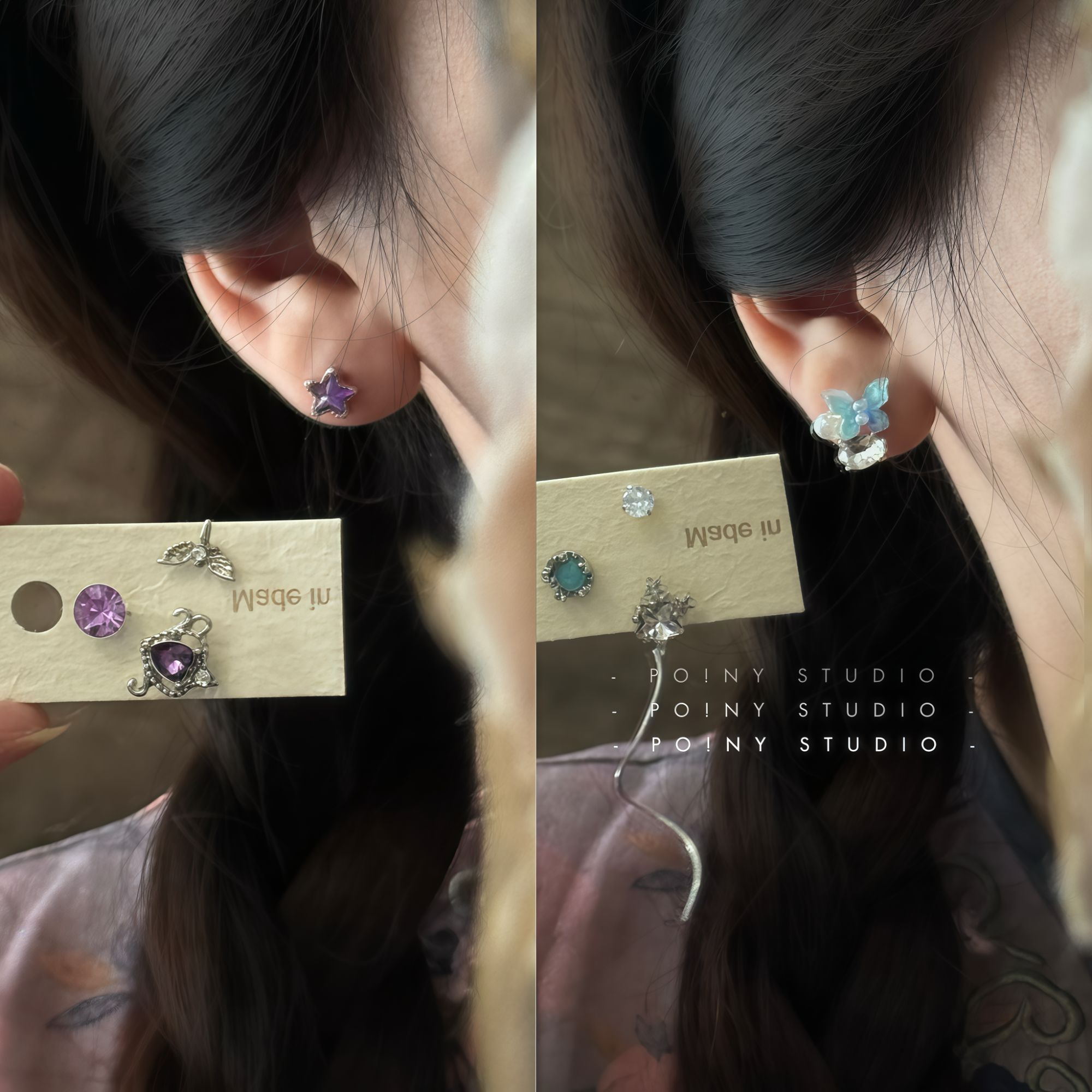 合金锆石耳饰 简约百搭耳钉女气质高级感水钻耳环耳骨钉耳饰新款