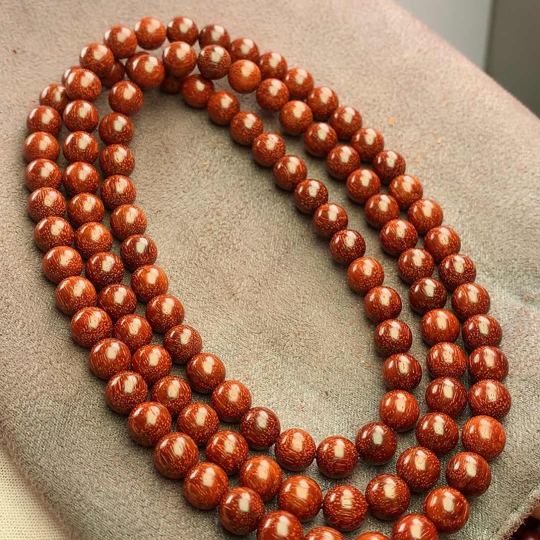 檀香紫檀（小叶紫檀）人***呐08原生态108颗泥料