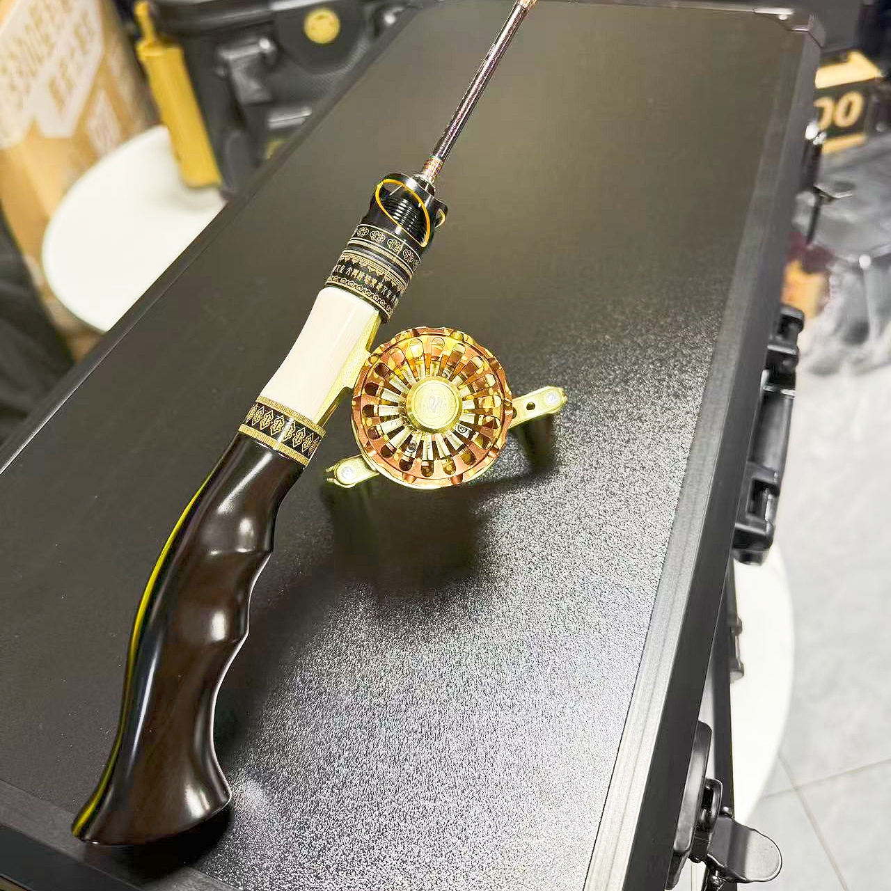 文兴黑檀白墨+樱花pro高端冰钓套装冰钓杆