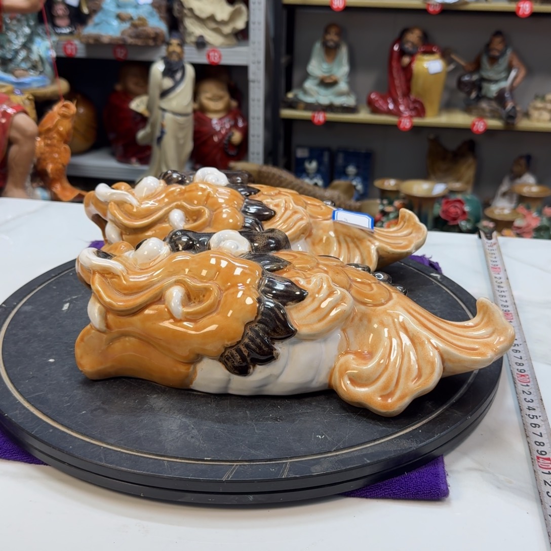 X***i石湾窑陶瓷摆件鱼一对