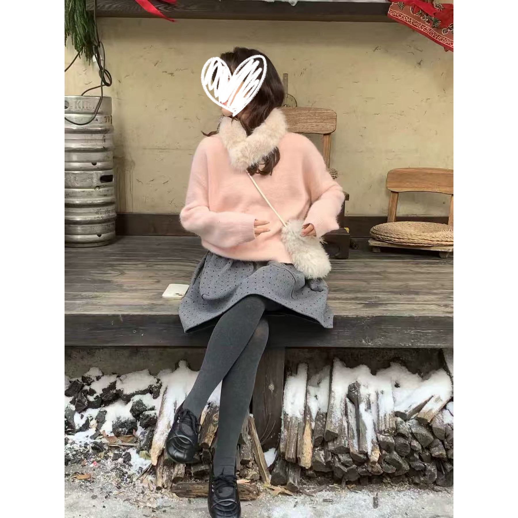 薄荷@9181 韩系圆领软糯毛衣 （带可拆毛领 衣长66）12-3