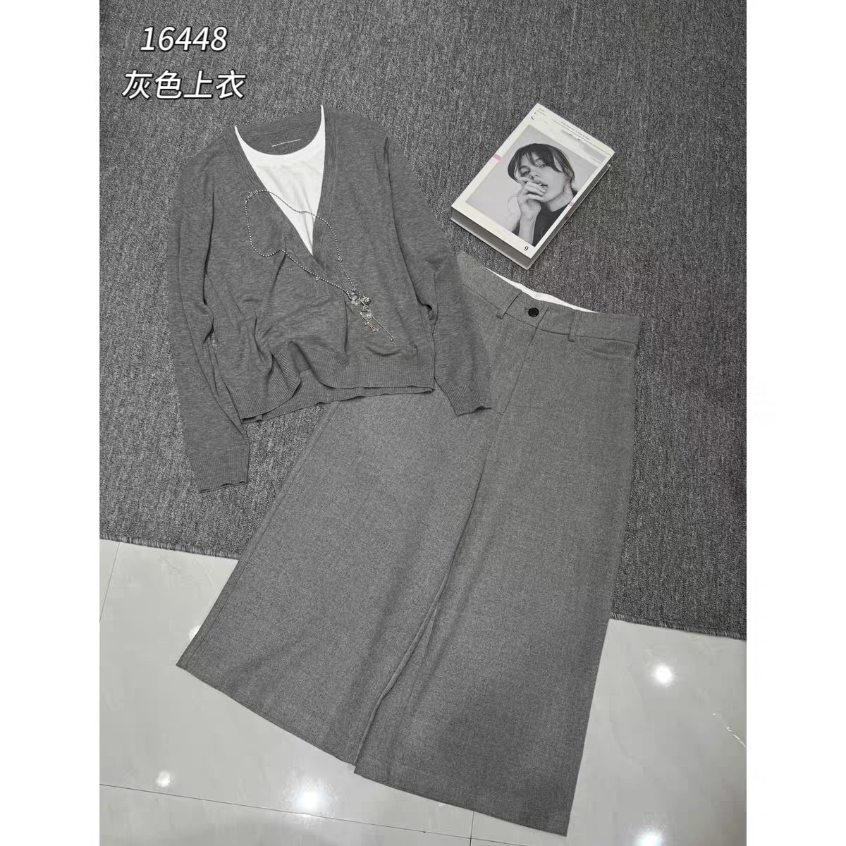 16448（部分无水洗唛，介意慎拍）WANGDAN新款假两件针织衫