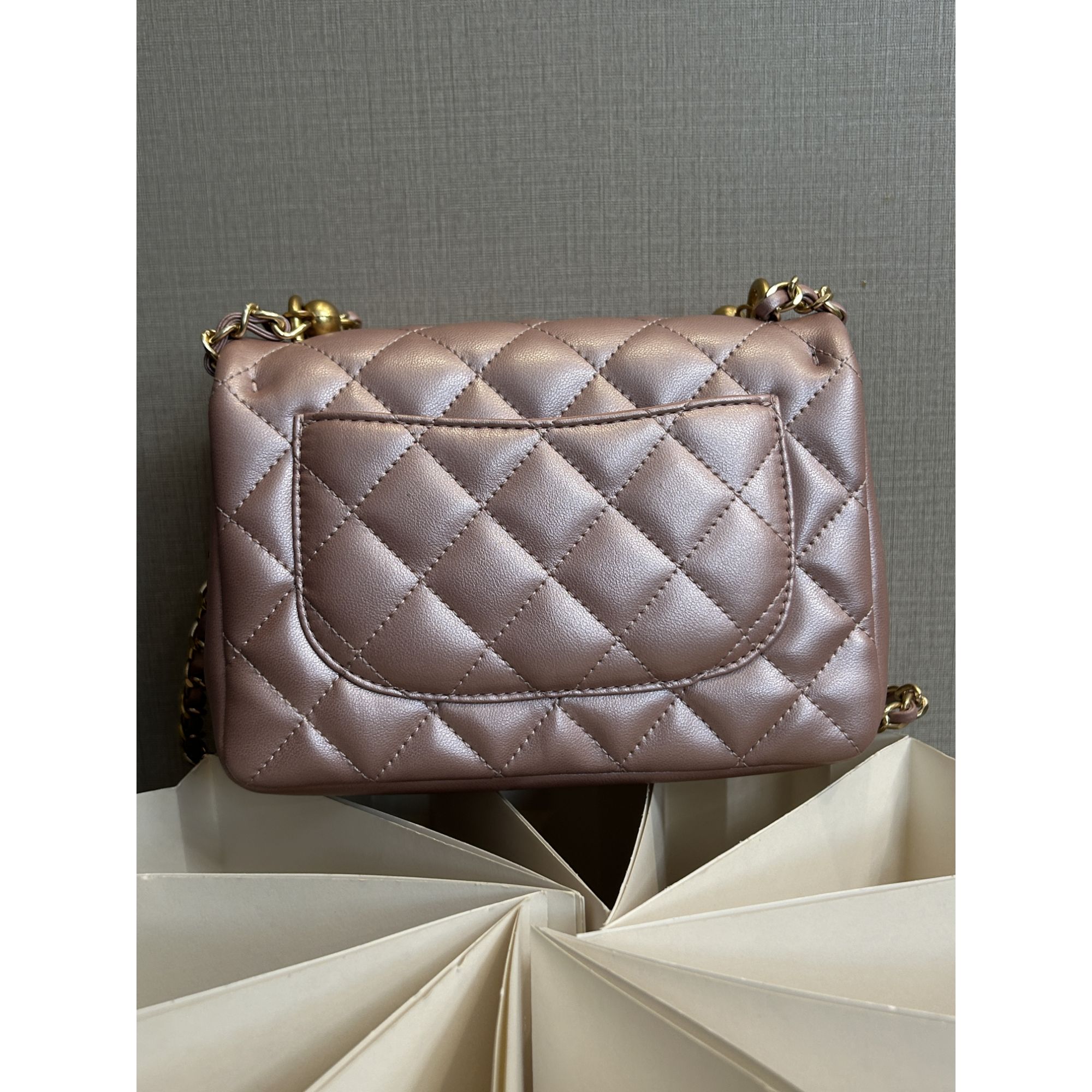 TOLEX2025新款金球方胖珍珠双珠时尚百搭女包粉色