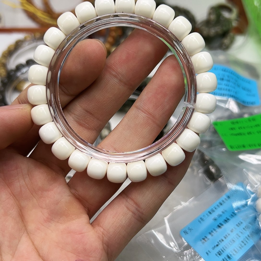星月菩提手串28骑士糯冰白玉菩提单圈98