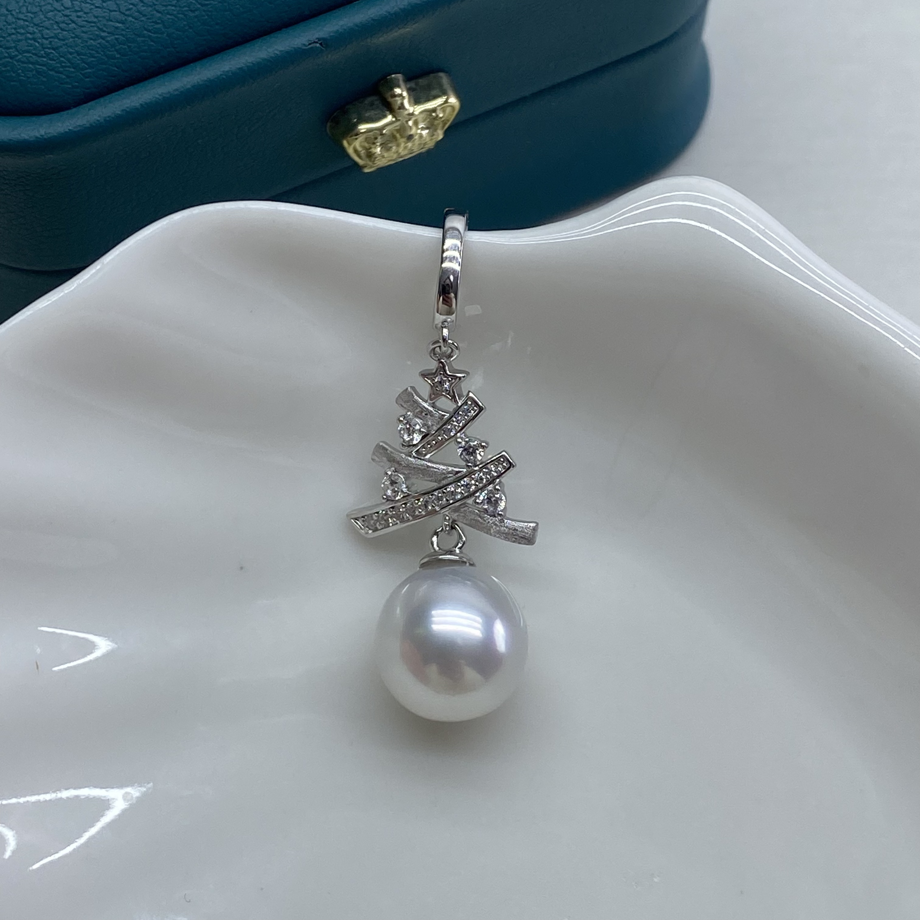 琪心海水南洋澳白圣诞树珍珠可掰扣吊坠10-11
