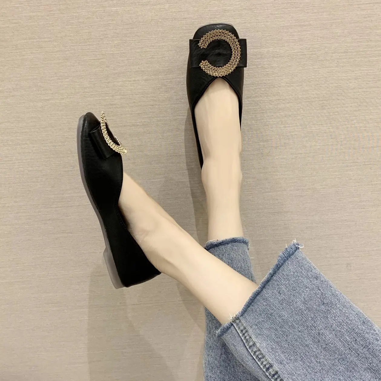  【集合店】1212平底鞋女单鞋浅口软底水钻瓢鞋鞋子豆豆鞋春秋国潮8