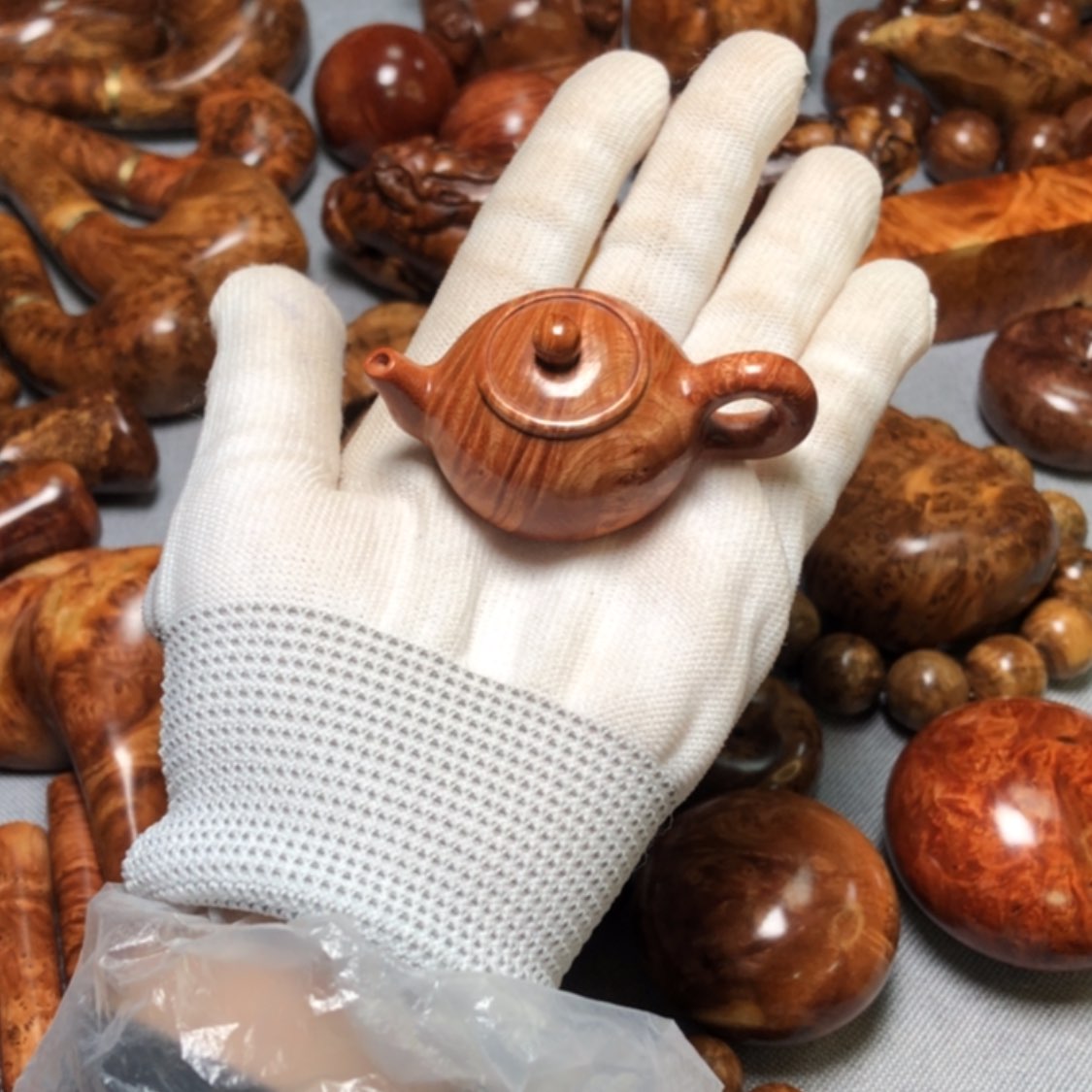 【闪购商品】香榧木麻梨疙瘩火琉璃手把件