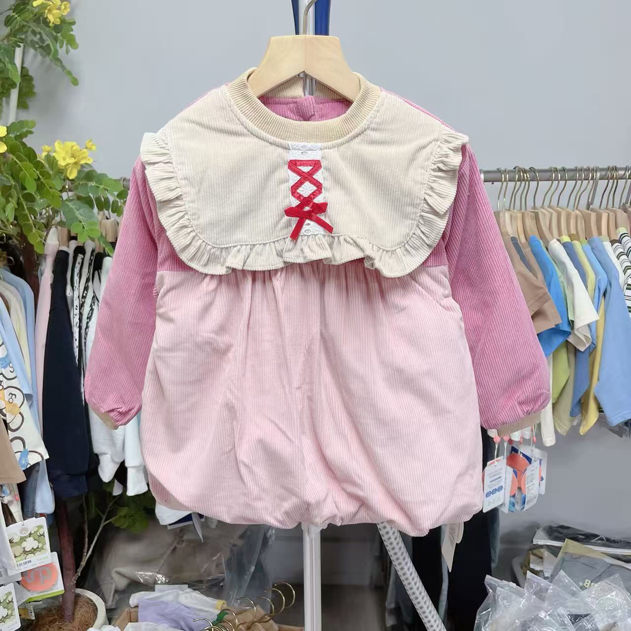 阿喜和悦宝宝罩衣儿童女童夹棉加厚冬时尚白雪公主棉罩衣9501