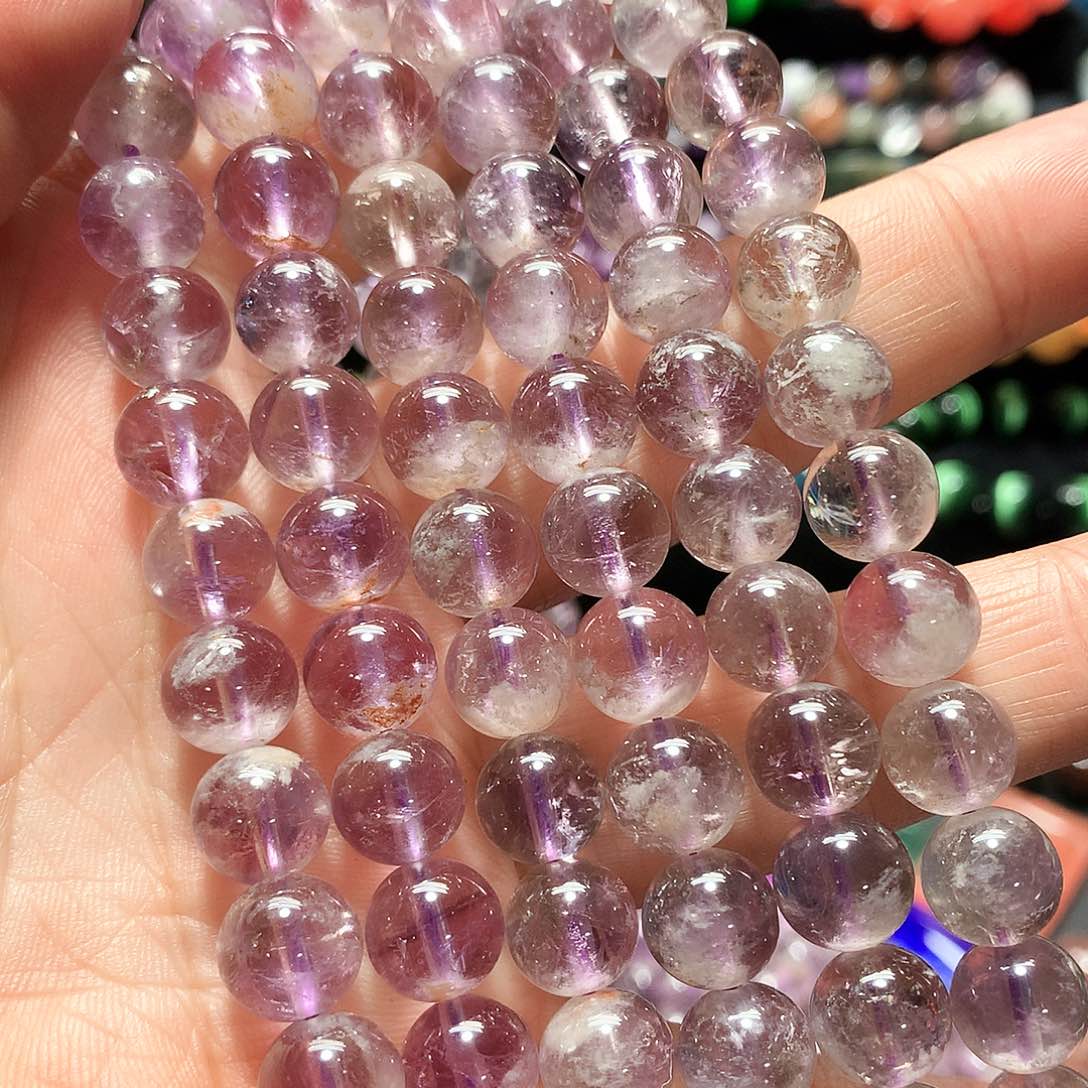 未镶嵌手链玛瑙/玉髓卡10薰衣草紫幽灵散珠