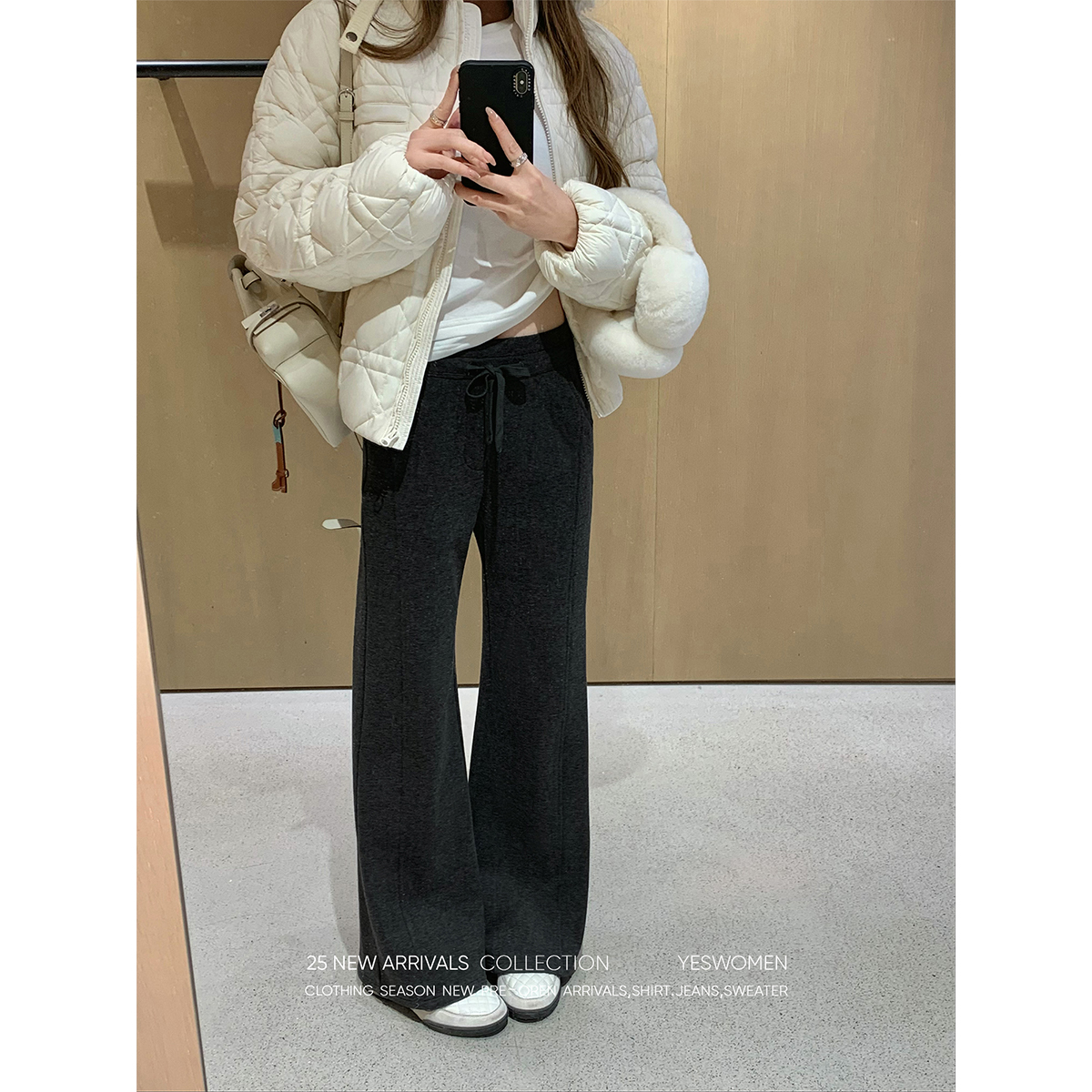 【Sissi】YESWOMEN加绒蜜桃裤·韩系复合绒微喇休闲裤XYF73510C2307