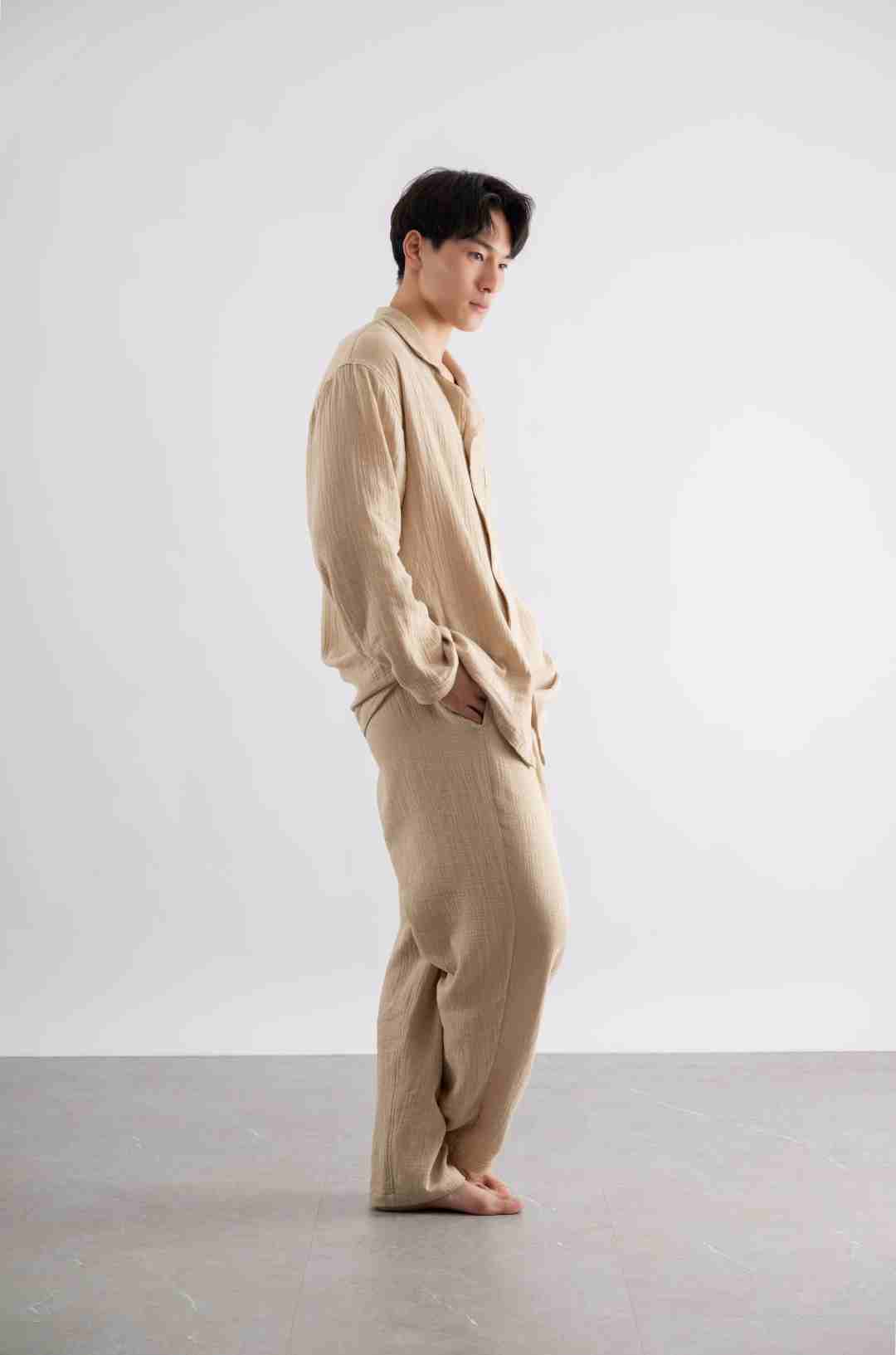 男士长袖春秋秋冬季家居服套装男睡衣(燕麦）