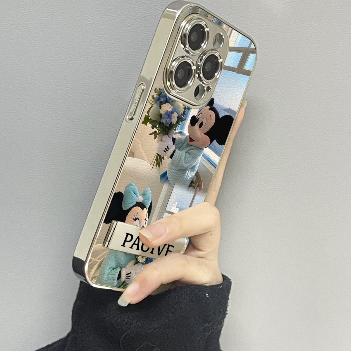 花束米奇适用苹果16ProMax手机壳iPhone华为OPPO小米vivo贴皮套