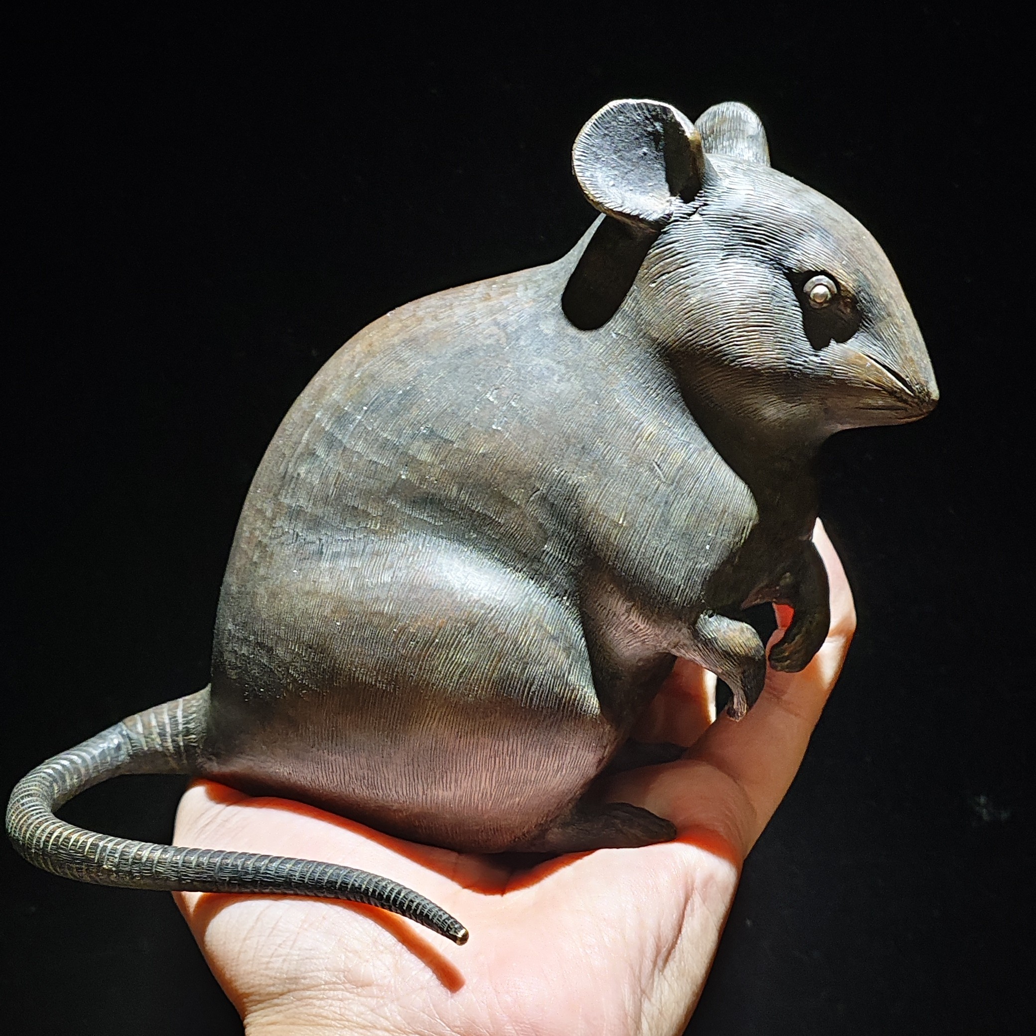 日本回流铜老鼠摆件