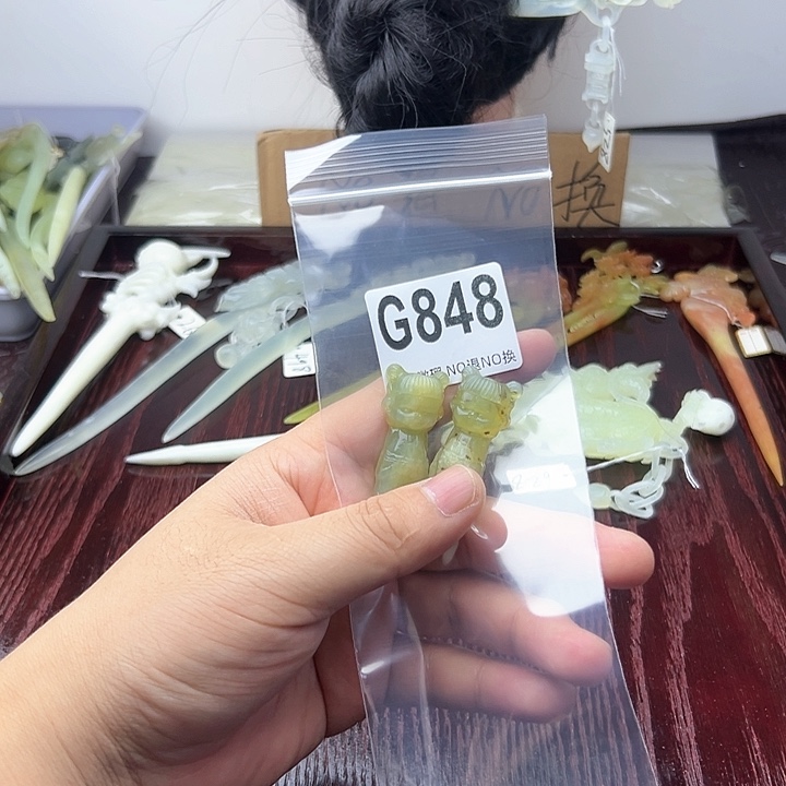 蛇纹石玉发饰合金幸****)