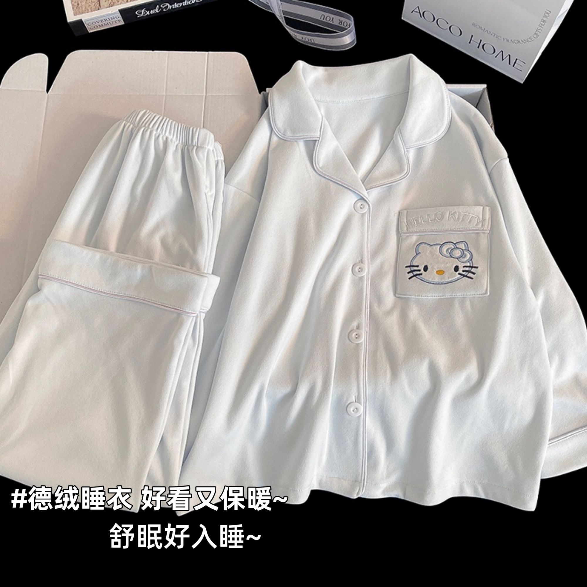 儿童睡衣女童2025新款秋冬季德绒加厚款长袖女孩大童珊瑚绒家居服