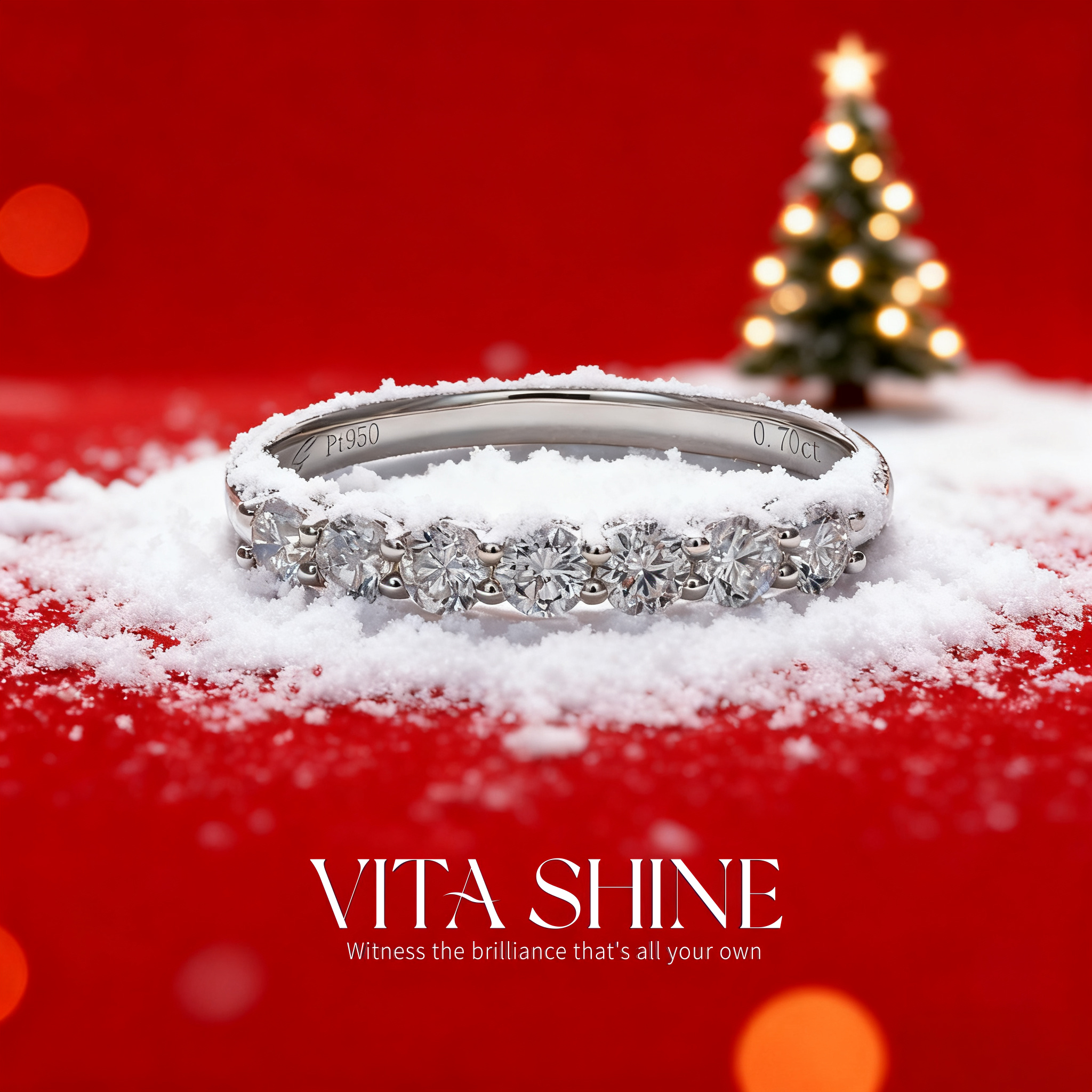 实验室培育钻石【闪耀钻石】七公主排戒70分铂金镶嵌S117