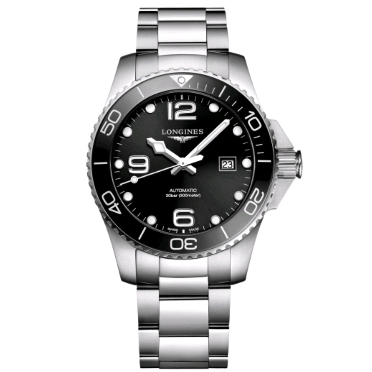 99新 Longines/浪琴 康卡斯43黑盘钢带 25全套