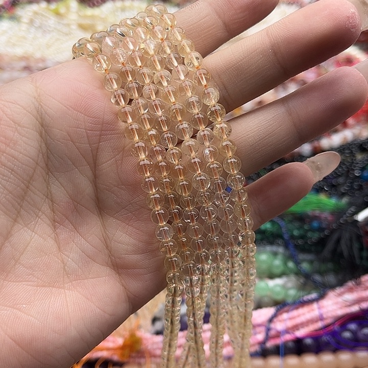 玛瑙/玉髓珠宝半成品未镶嵌一条5mm左右黄水晶