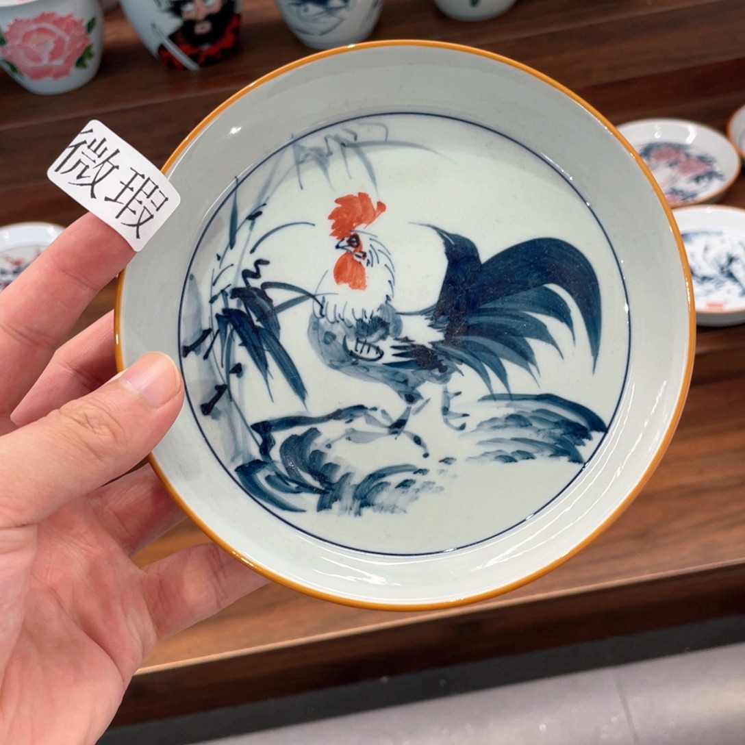 釉下手绘茶具微瑕
