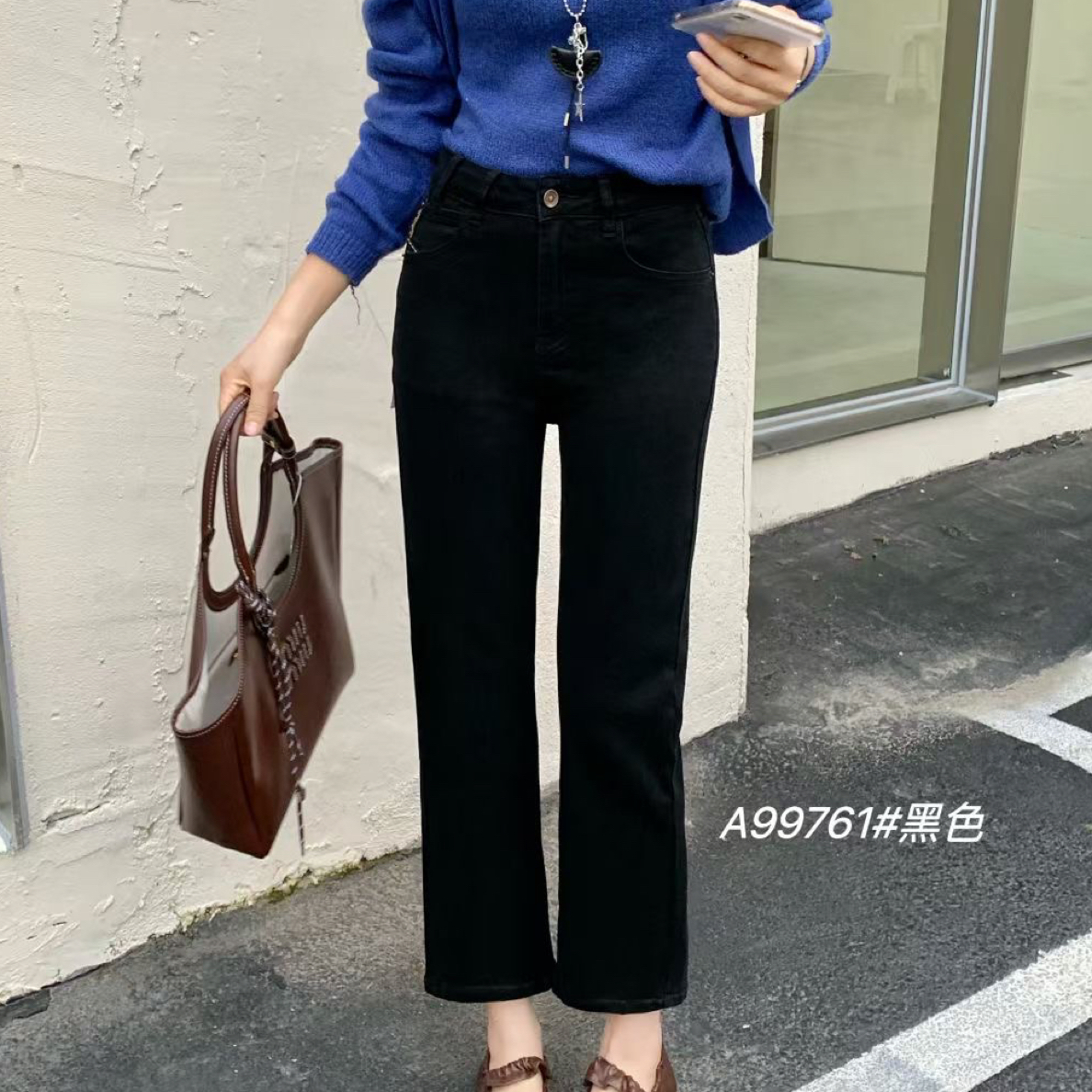 爆点家秋装新款时尚百搭修身显瘦气质款烟管牛仔裤