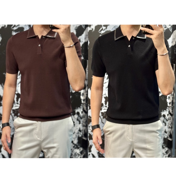 小雨男装｜立体·剪裁｜89753新品皮领简约桑蚕丝羊毛针织衫S