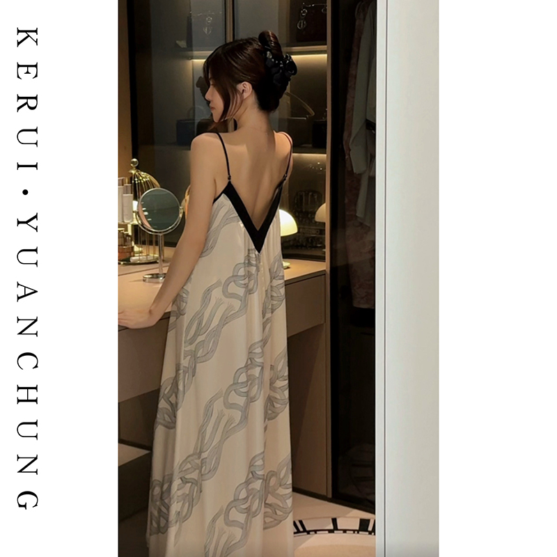 【云间诗】印花高级感美背睡裙女2026新款印花百搭显瘦可外穿睡裙