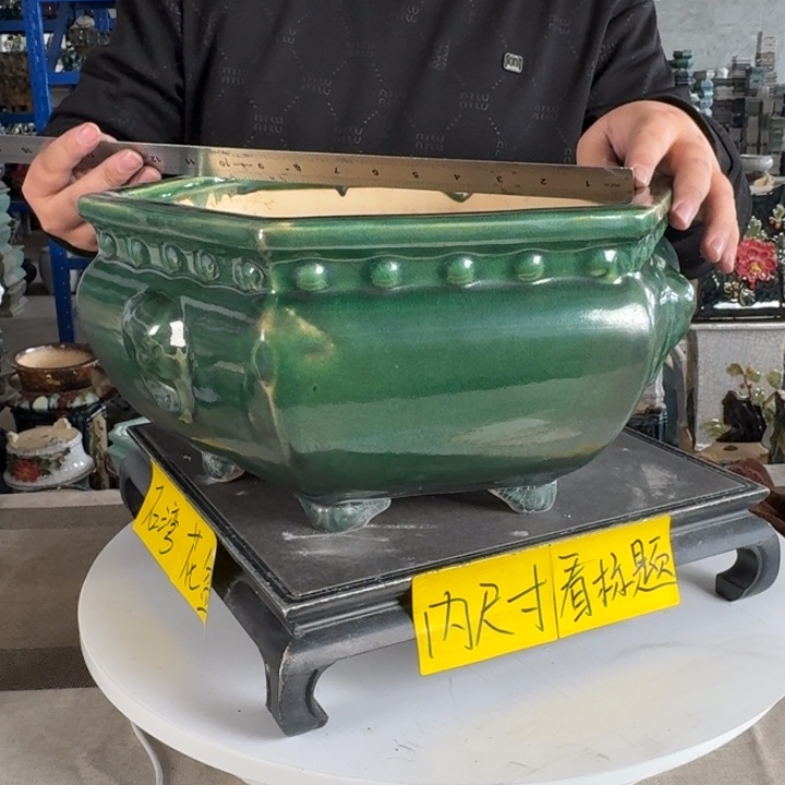 。一风堂石湾花盆 釉色微瑕 修胚痕迹 内28*14