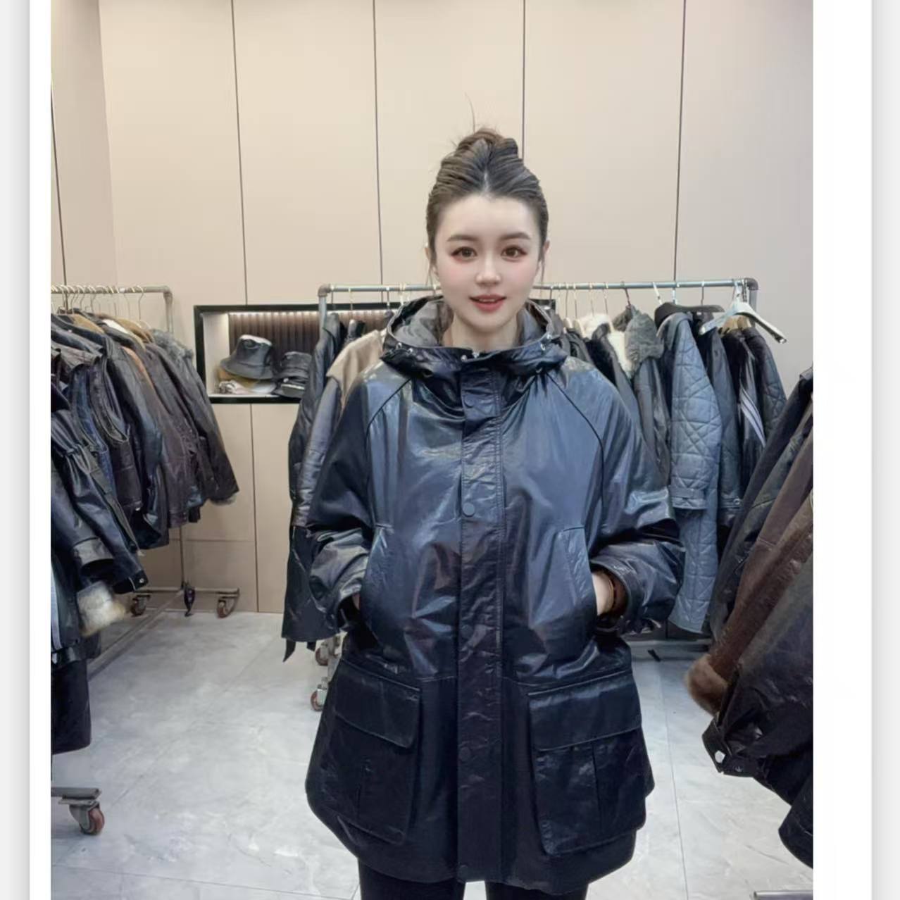 一号牛皮鹅-2025新款皮衣外套时尚休闲街头百搭女士设计师皮衣