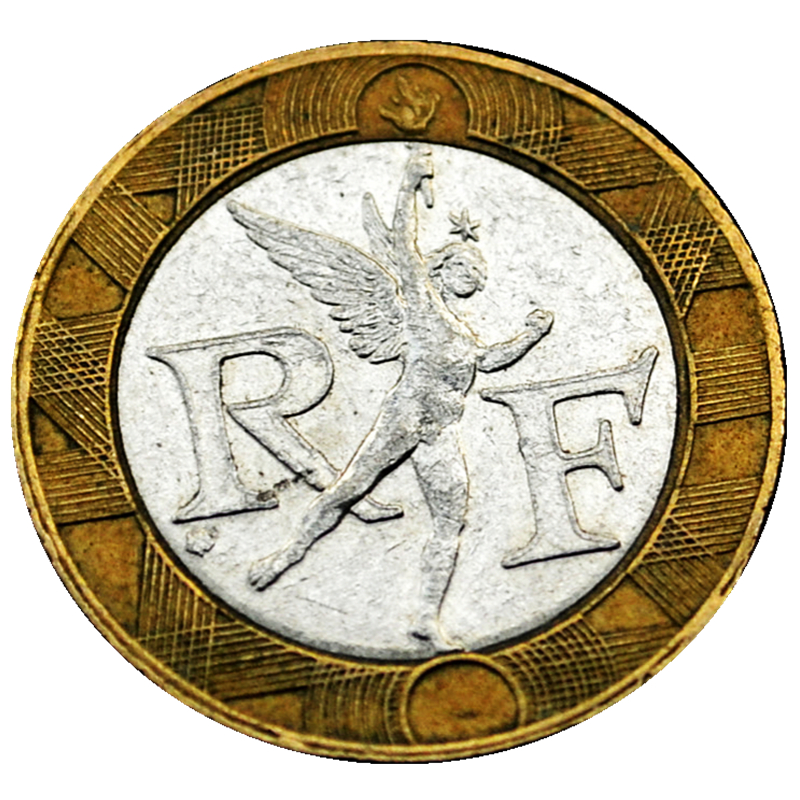 法国10法郎硬币 小天使 欧洲双色币 年份随机 直径23MM