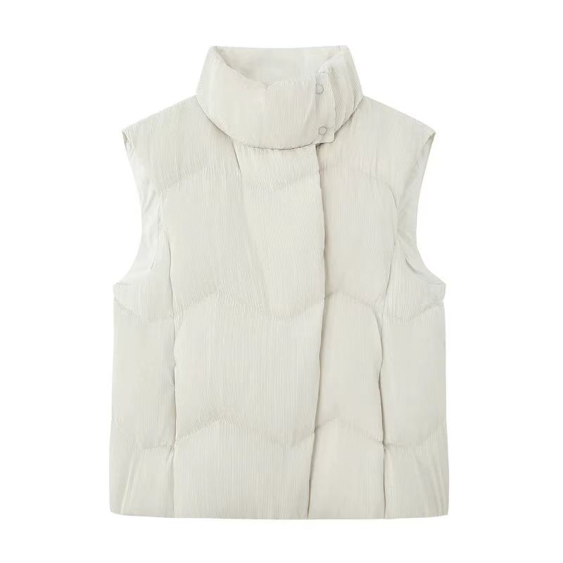 【云朵羽绒】冬季新款韩版泡芙短款竖纹马甲加厚羽绒服