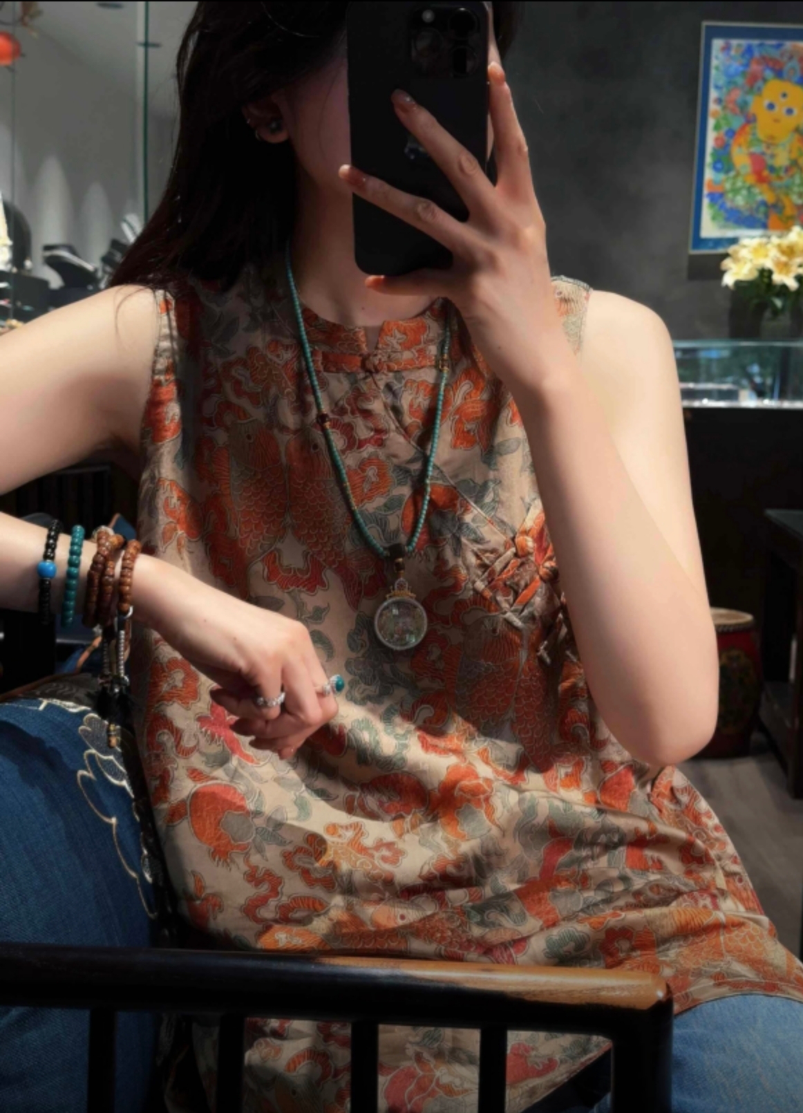 锦鲤呈祥-新款国风新中式无袖气质显瘦小上衣SS26244