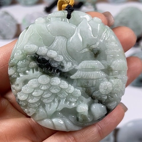 翡翠颈饰未镶嵌山水两面工福利