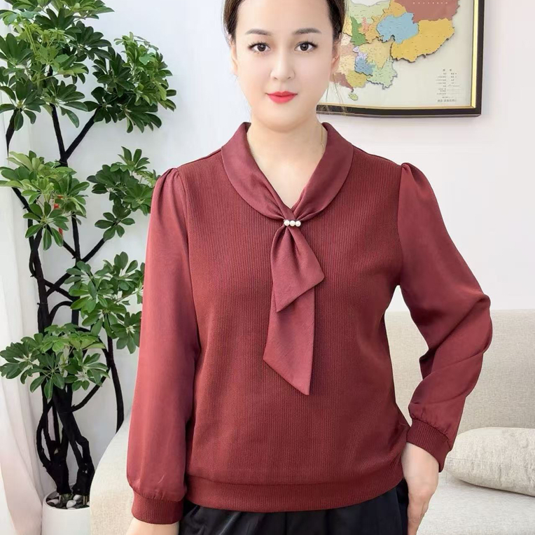 【源佳佳服饰】《飘带V领】时尚宽松洋气显瘦百搭长袖衫