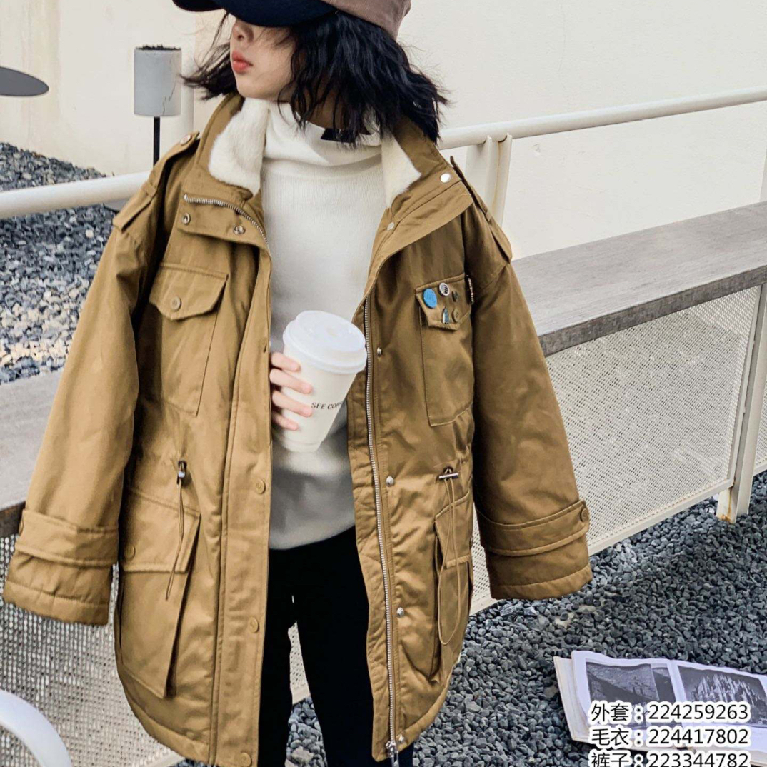 暖家9263款B55卡其色童装棉衣外套