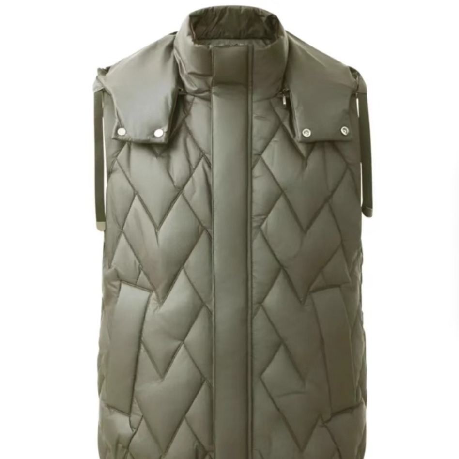 AMASS/阿玛施简约百搭菱形绗缝夹棉连帽马甲外套5400747