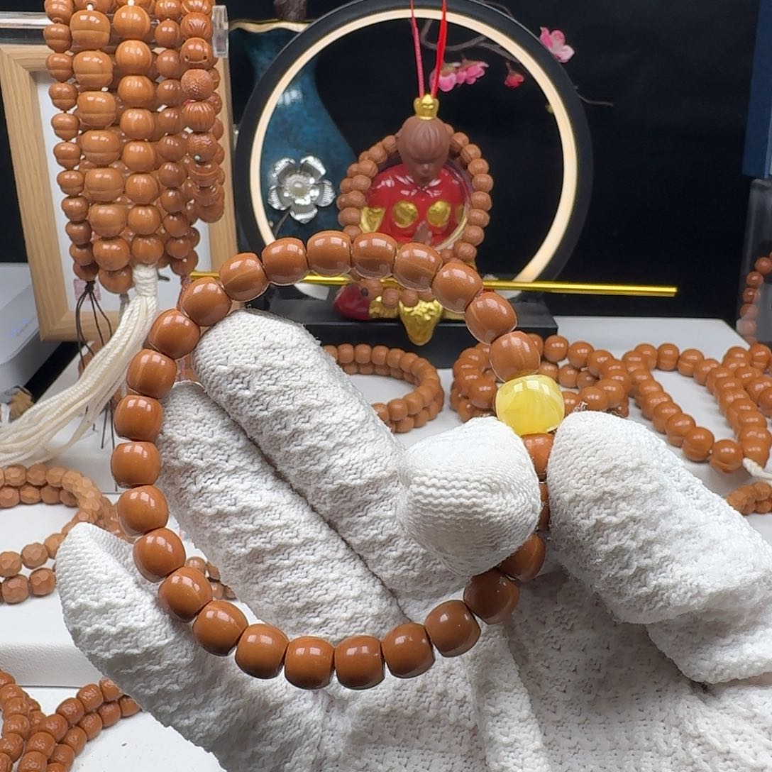 鸡***黄猴头核桃手串猴头直切8.6