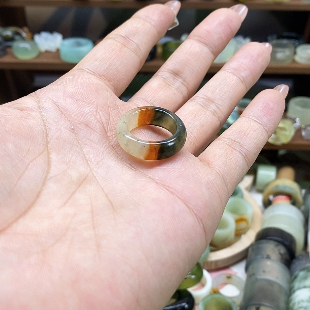 岫玉戒指简约未镶嵌唯**蚀