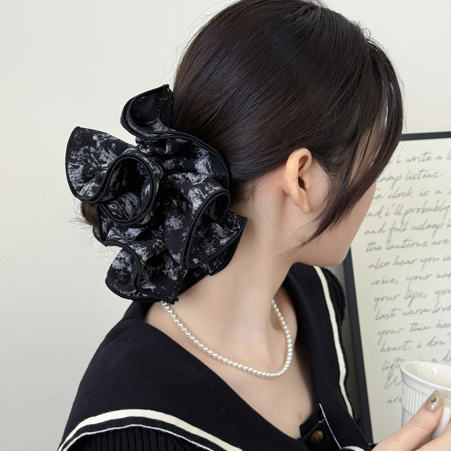 编码001-042纯色复古大肠发圈高级感扎马尾头绳法式气质饰品发饰