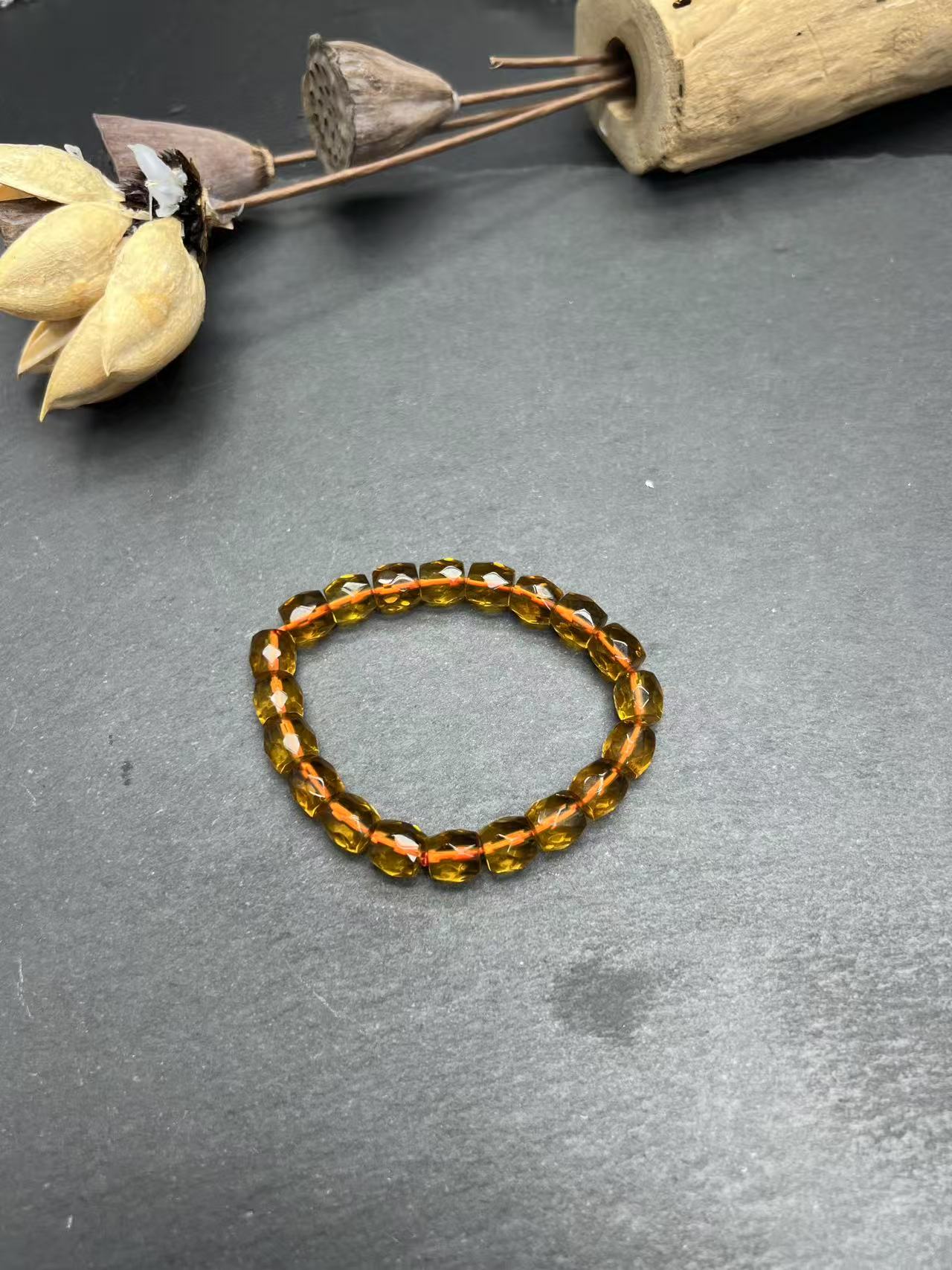 59号 天然巴西黄水晶刻面手串