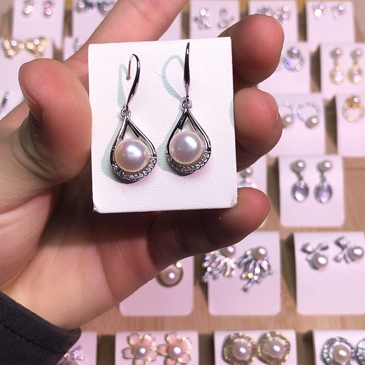 淡水珍珠耳饰银S925镶嵌