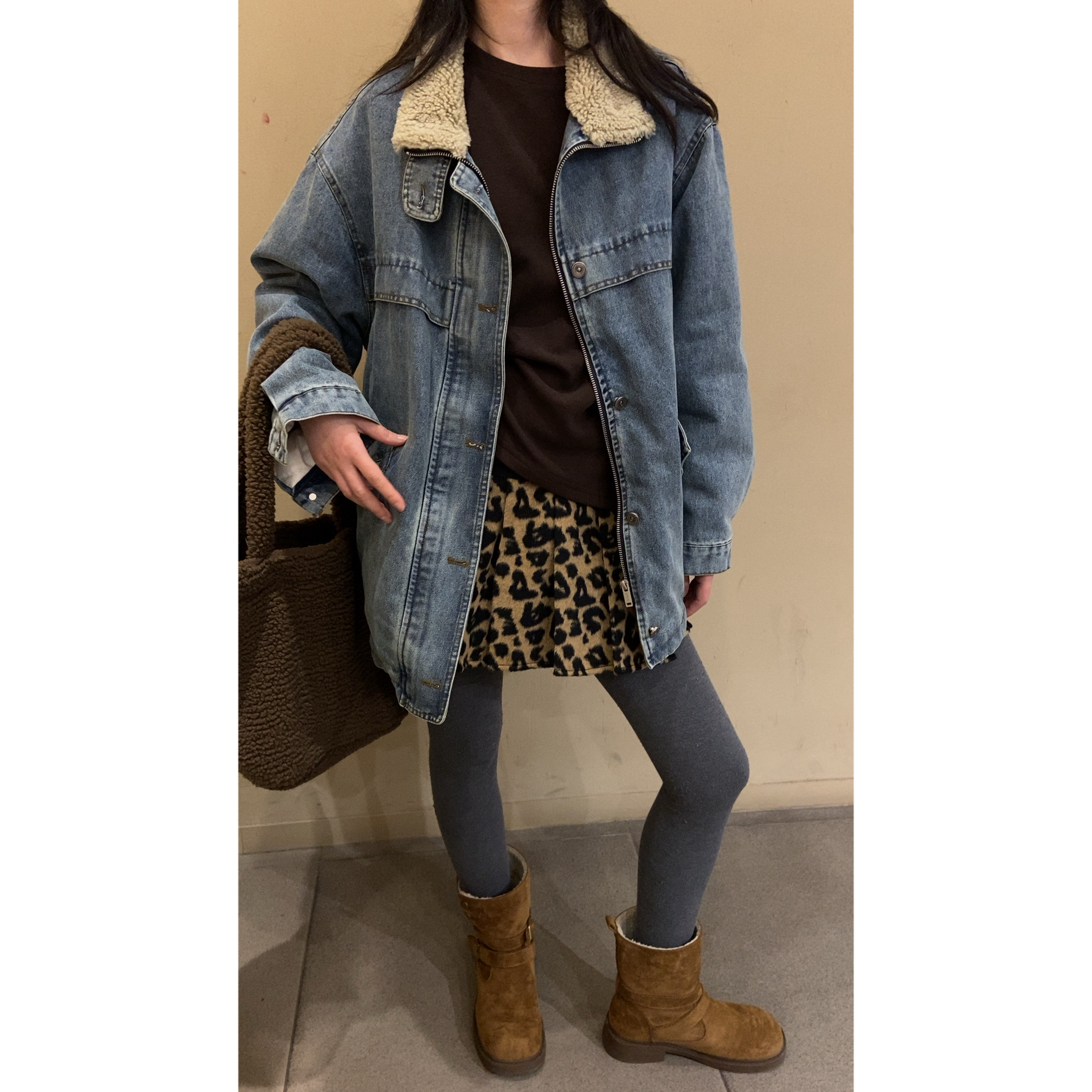 欧尼【加绒加厚牛仔羽绒外套】冬季新款韩版宽松牛仔羽绒外套