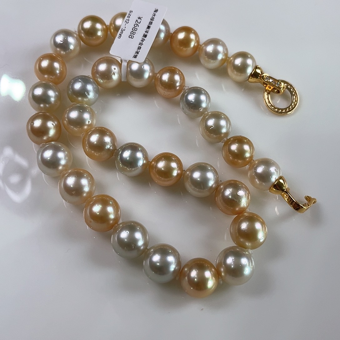 未镶嵌海水珍珠颈饰澳白金珠12-13