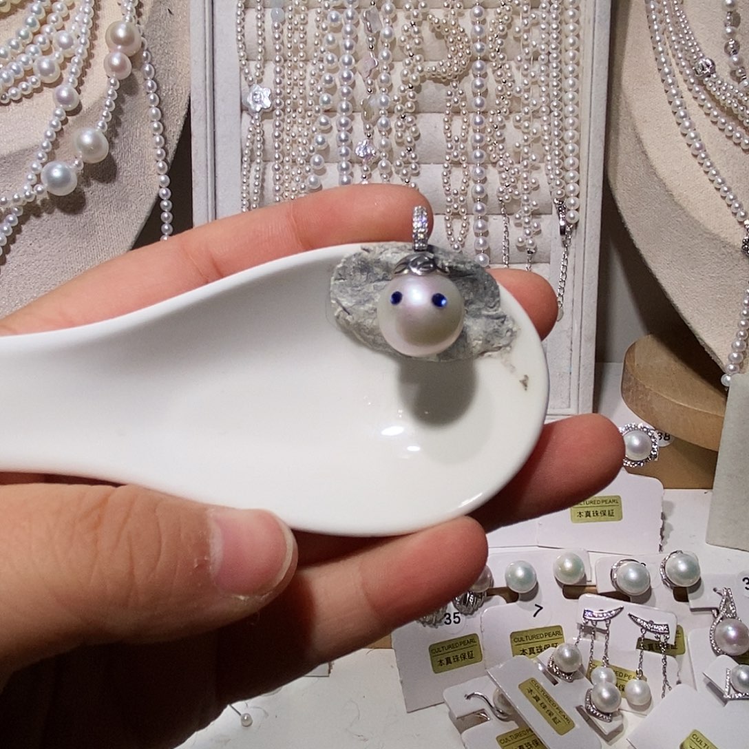 酸***醋淡水珍珠颈饰银S925镶嵌设计吊坠13+