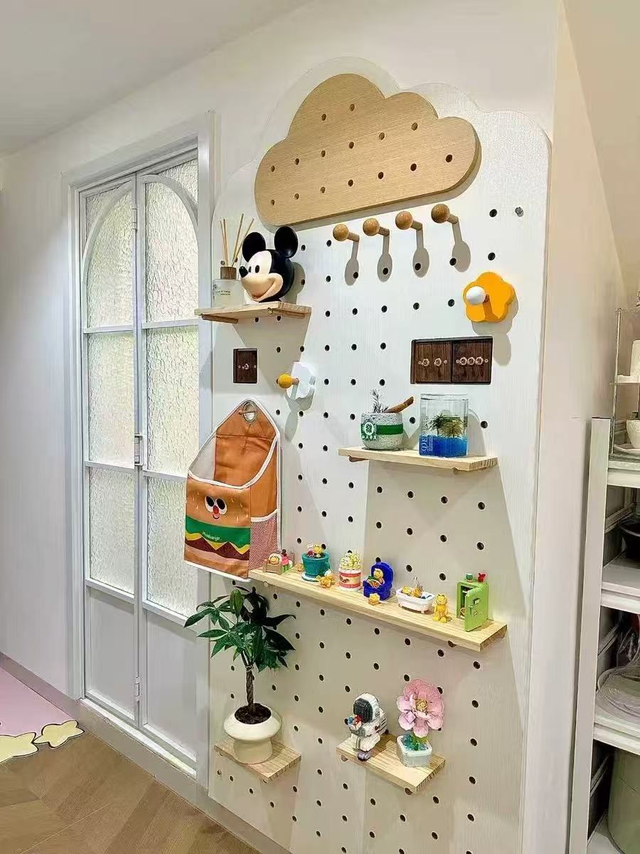 【定制洞洞板】进口松木实木置物架入户玄关置物实木洞洞板